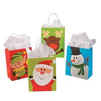 Fun Express - Christmas Craft Bag Asst (2dz) for Christmas - Party Supplies - Bags - Paper Gift W & Handles - Christmas - 24 Pieces