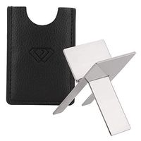 Cigar Stand Holder, Portable, Metal, Collapsible, Travel Stand, Foldable, Ashtray, Stainless Steel with Added Polyurethane Leather Sleeve for Protection.