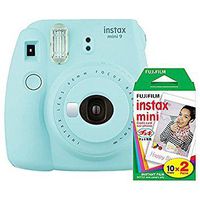 Fujifilm instax Mini 9 Instant Camera (Ice Blue) with Film Twin Pack Bundle (2 Items)