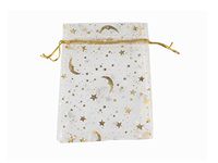 QIANHAILIZZ 100 Moon Star Organza Jewelry Gift Pouch Candy Pouch Drawstring Wedding Favor Bags (white, 3.5 x 4.7 inch)