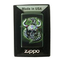 Zippo Custom Lighter - Chameleon Metallic Dragon and Skull