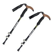 XIHAA Small Curved Cork Handle Trekking Pole Three Sections Outdoor Rock Climbing Ultra-Light Carbon Fiber External Lock (1 Pair)