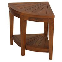 Bare Decor Hanna Corner Spa Stool in Solid Teak Wood, Corner, Teak Oil