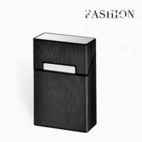 OLT - Cigarette Case Portable Metal Aluminum Pocket Cigarette Case Cigar Tobacco Box, Anti-Pressure Moisture-Proof Smoking Box Holder (Color : Black)