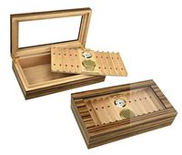 Prestige Import Group - Braydon Glass Top Contemporary Desktop Cigar Humidor with Removable Ventilated Cigar Bed, Humidifier, Hydrometer - African Obeche Techwood Lacquer Finish - Capacity: 25 to 50