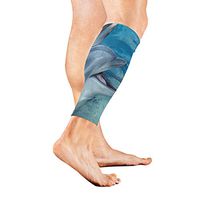Stretch Sport Calf Sleeve Dolphin Encounter Protective Guard for Men Women - Best Footless Compression Socks for Shin Splints, Running,Basketball Football (1 Pair)