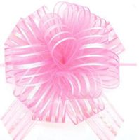 FQTANJU Light Pink Pull Bow, Large, Organza, 6 Inches, 5pcs