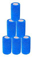 3 Inch Self Adhesive Medical Bandage Wrap Tape (Blue) (6 Pack) Strong Elastic Self Adherent Cohesive First Aid Sport Flex Rolls for Wrist Ankle Knee Sprains and Swelling