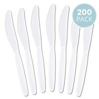Plasticpro Disposable White Plastic Knives Heavyweight Utensils Pack of 200 Count