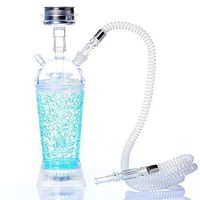 NMSL Acrylic Hookah Set with LED Light Sheesha Metal Bowl Holder for Coal Narguil Hookah Cup Small Portable Hookah Set,Blue