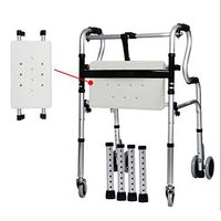 F&T Disabled Walker Seniors Four-Legged Walking,Lightweight Folding Four Wheel Rollator Walker with Padded Seat Ergonomic Handles (Color : White)
