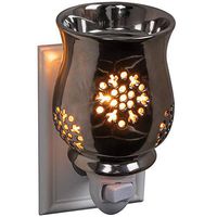 Scent Works Silver Moonlight Ceramic Plug-In Wax Melter & Essential Oil Diffuser, Easy-Clean, 3” Round x 5.25” H