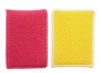 D.koko It Dual Sided Nylon Mesh and Cloth Kitchen Sponge 2Color (Pink,Yellow) 2PCS