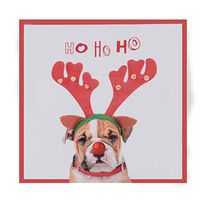 TRIXES Disposable Christmas Paper Napkins “Ho Ho Ho” – Bulldog in Reindeer Ears - Pack of 20 Sheets