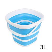 Aslion Collapsible Plastic Bucket Foldable Square Tub Portable Fishing Water Pail Outdoor (Blue,3L)