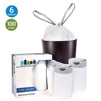 Plasticplace 6 Gallon Trash Bags │ 0.7 Mil │ White Drawstring Garbage Can Liners │ 17" x 20" (100 Count)