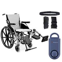 Karman S-Ergo 115 Ultra Lightweight Ergonomic Wheelchair | Seat Size 18" X 17" | Upgraded to Elevating Legrests | Fixed Wheels & Mag Wheels in Silver & Free 130 dB Blue Safety Alarm! + Black Belt!