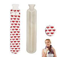 HJHY@ Extra Long Warmer Hot Water Bottle Housewares Insulation Knitted Covers Hot Water Bag Classic Natural Rubber Camping Reusable Hot Water Pack, for Pain Relief,Christmas PresentB