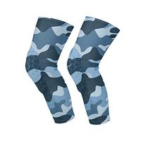 Knee Sleeve Blue Camouflage Navy Full Leg Brace Compression Long Sleeves Pant Socks for Running, Jogging, Sports, Crossfit, Basketball, Joint Pain Relief, Men and Women 1 Pair