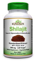 Shilajit Extract (60% Fulvic Acid) -500 mg | Made in USA | Highest Potency and Purity on The Market -120 Vegetarian Capsules