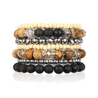 Bohemian Lava Stone Essential Oil Diffuser Multi Strand Layer Bracelet - Healing Aroma Therapy Beaded Natural Volcano Rock Stretch Bangles Lotus, Hematite ([L-XL] Layer Mix - Brown Jasper Light)
