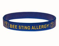 Bee Sting Allergy ID Bracelet Wristband - Blue - 8-1/4 Inches - Large