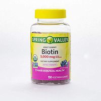 Spring Valley Biotin Extra Strength 5,000 mg, Blueberry, 150 Gummies (Pack of 2)