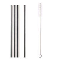 Meidexian888 4 Pcs Stainless Steel Metal Drinking Straw Extra Wide 12mm Reusable Straws + 1 Cleaner Brush Kit