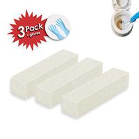 CasaEsupplies Pumice Stone Toilet Bowl Cleaner for Hard Water Stains Cleaning, Works Great and Easy to use for Ring Remover, Bathroom Scrubber 3 Stick 1 Blue Glove