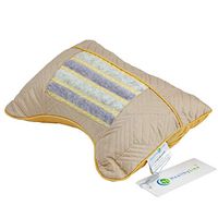 HL HEALTHYLINE - Car Neck Head Support Pillow Headrest (Firm) - Natural Amethyst Jade Healing Stones with Infrared - Negative Ions - Memory Foam Pillow for Travel Car Seat and Airplane (Beige)