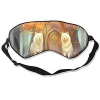 Wolf Forest White Wolves Tree Art Doors Print Eye Cover Sleeping Mask for Men Women