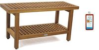 AquaTeak The Original 36" Grate Teak Shower Bench with Shelf & AquaTeak Premium Teak Oil