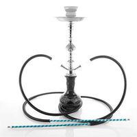 Hookah 20" Black 2 hose shisha nargila bars narguile nargile glass water Vase