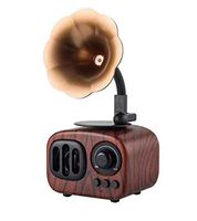 Wood Bluetooth Speaker, Retro Wireless Speaker Portable Stereo Speaker with HD Audio and Enhanced Bass, Built-in Rechargeable Battery, BT5.0, Handsfree Calling, TF Card Slot for Home Office