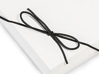 Pack Of 50, 10" Matte Black Stretch Cord Loops W/Pre-Tied Bows Made From 1/16" Round Elastic For Jewelry Boxes