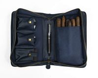3 Pack Of Wall St Smoker Travel Cigar Case, Set of 3 Cases, Holds 8-10 Double Gordo Cigars (Blue)