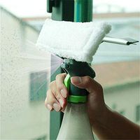 vmree 3 in 1 Window Cleaner Spray Bottle Wiper Squeegee Microfibre Cloth Pad Kit (Green)
