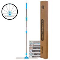 Floor Squeegee Silicone Rubber Blade Long Handle - Perfect for Washing and Drying Tile, Glass Shower, Garage, Concrete, Marble and Wood Surfaces (19.5" 180 Rotation)