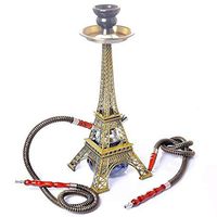 Eiffel Tower Style Shisha Pipe Set Glass Base Hookah Set Double Hoses Ceramic Bowl Charcoal Tongs Chicha Narguile Smoking Accessories