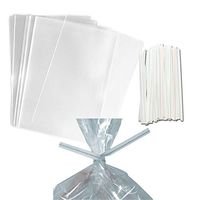 100 Clear Treat & Favor Bags | Ties Included | Great For Cake Pops, Candy, Gifts, Wedding or Party Favors | Food Safe Plastic | Stronger Than Cellophane | 1.5 Mils Thickness | 5.75" x 7.75"