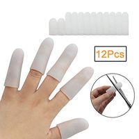 12 Pieces Silicone Gel Finger Protectors, Finger Cots Fingertips Cover Protection Finger Caps, Great for Protect Cracked and Dry Finger Skin & Nails