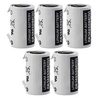 Five Exell PLC-7 w/Tabs CR14250SE 3V 1/2 AA Laser Lithium Battery Button Top Used in Numerical Control Systems Personal Computers & Other Electronics Applications Replaces Sanyo CR12600SE CR2NP