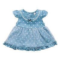 heavKin-Clothes 6M-3Y Kids Baby Girls Mid Skirts Short Sleeve Polka Dot Print Frill Tulle Splicing Dress (Light Blue, 2-3 Years)
