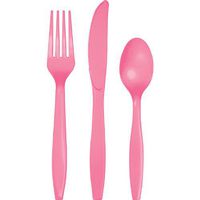 Creative Converting Touch of Color 288-Count Case Premium Plastic Assorted Cutlery, Candy Pink
