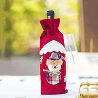 Anasu 2Pcs Christmas Wine Bottle Cover Bags Desktop Decor Snowman Santa Claus Christmas Decoration (2Pcs Red)
