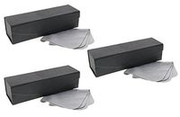 Eyekepper Foldable Eyeglasses Case/Bonus Microgiber Suede Cleaning Cloth/Mens Womens Metal Glasses Case (Black, 3pcs)