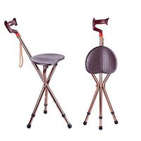 Folding Canes Seat Walking Stick Height Adjustment Cane Seat 300 lbs Capacity Combo Chairs Stool Deluxe Massage Walking Stick Travel Aid for Elder Parents Gift Brown