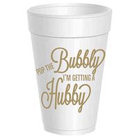16 oz Party Cups, Pop the Bubbly, I'm Getting A Hubby, Gold Print, 10 Cups.