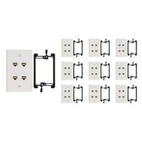 Buyer's Point 4 Port Cat6 Wall Plate, Female-Female White with Single Gang Low Voltage Mounting Bracket Device (10, 4 Port)