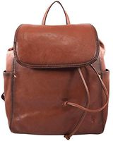 Frye Women's Leather Olivia Front Flap Drawstring Backpack Cognac